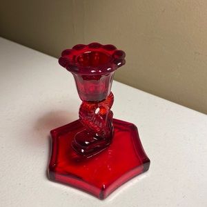 Ruby Red Candlestick Holder